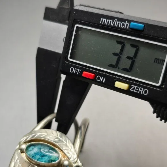 VTG Southwestern Sterling Silver Bracelet 6.75" Crushed Turquoise Feather Charm - Picture 13 of 15